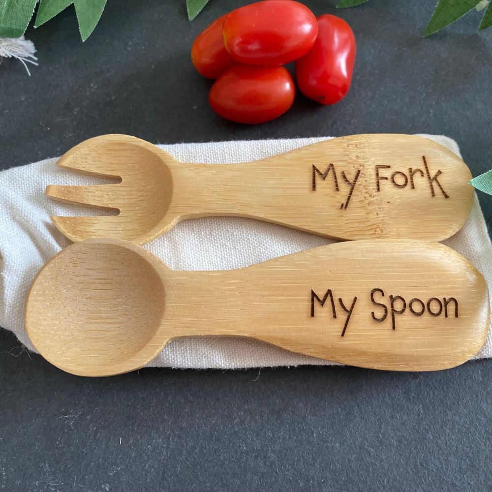 personalised-kids-bamboo-spoon-and-fork-eco-friendly-gift|LLWWJQY040|Luck and Luck|2