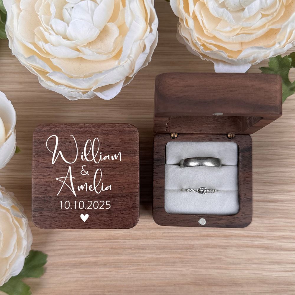 personalised-square-ring-box-2-ring-slots-white-insert-design-10|LLUVRB2WD10|Luck and Luck| 1