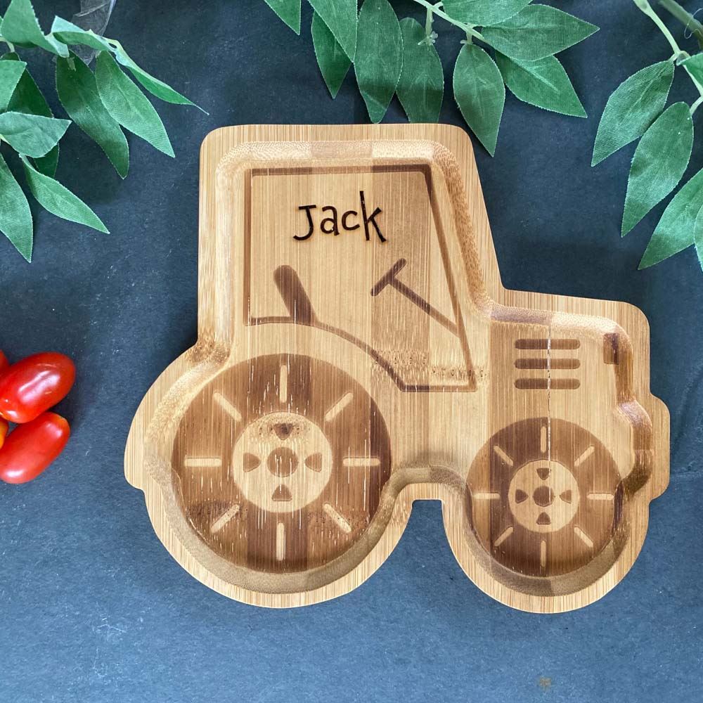 personalised-childrens-tractor-bamboo-plate|LLWWJQY005|Luck and Luck| 1