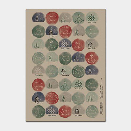 east-of-india-christmas-kraft-hand-drawn-stickers-single-sheet-40-stickers-xmas-craft|1734K|Luck and Luck| 4