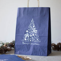 christmas-paper-bag-blue-set-of-6-merry-christmas-tree|BBLRGTREE|Luck and Luck| 1