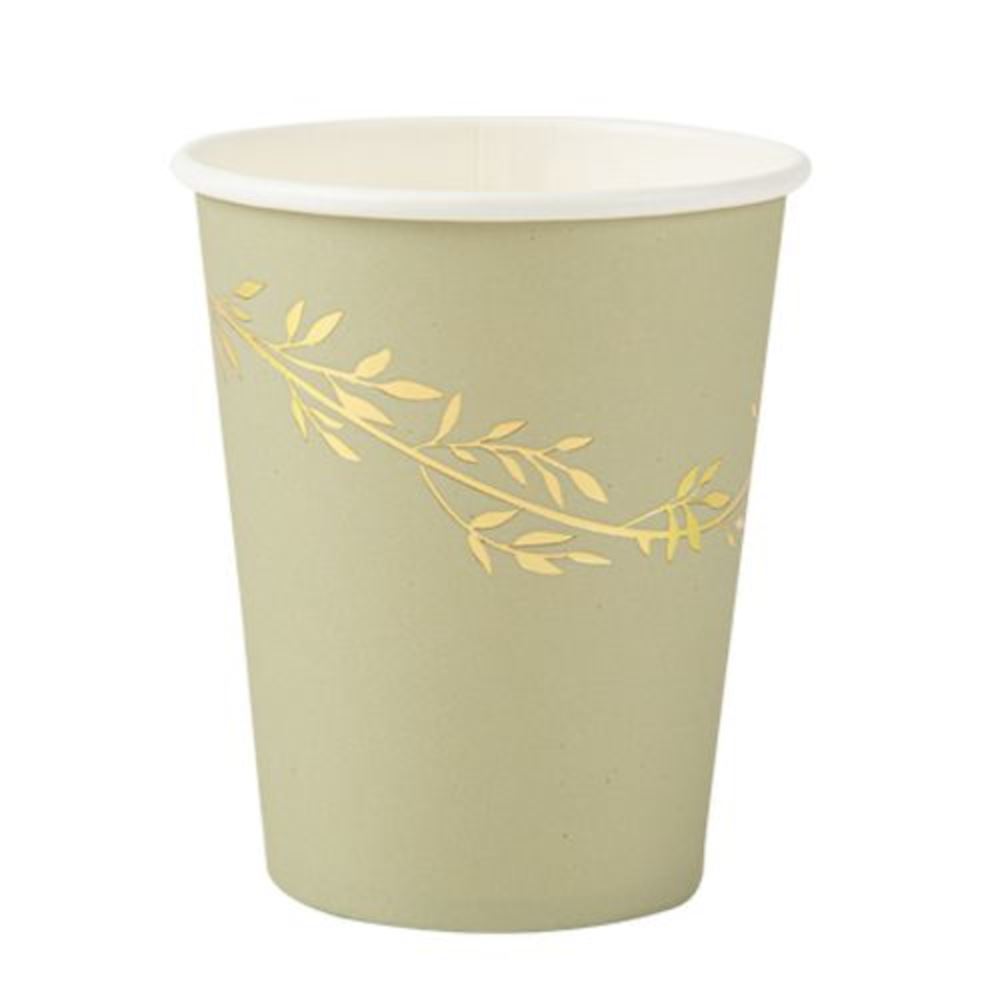 green-paper-cups-with-gold-sprigs-x-8|93772|Luck and Luck| 1