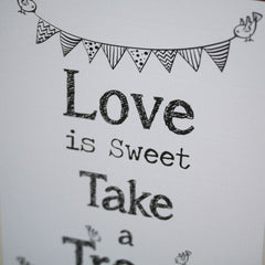 candy-sweet-bar-sign-white-love-is-sweet-sign-and-easel-stand-wedding|LLSTWMAM|Luck and Luck| 3