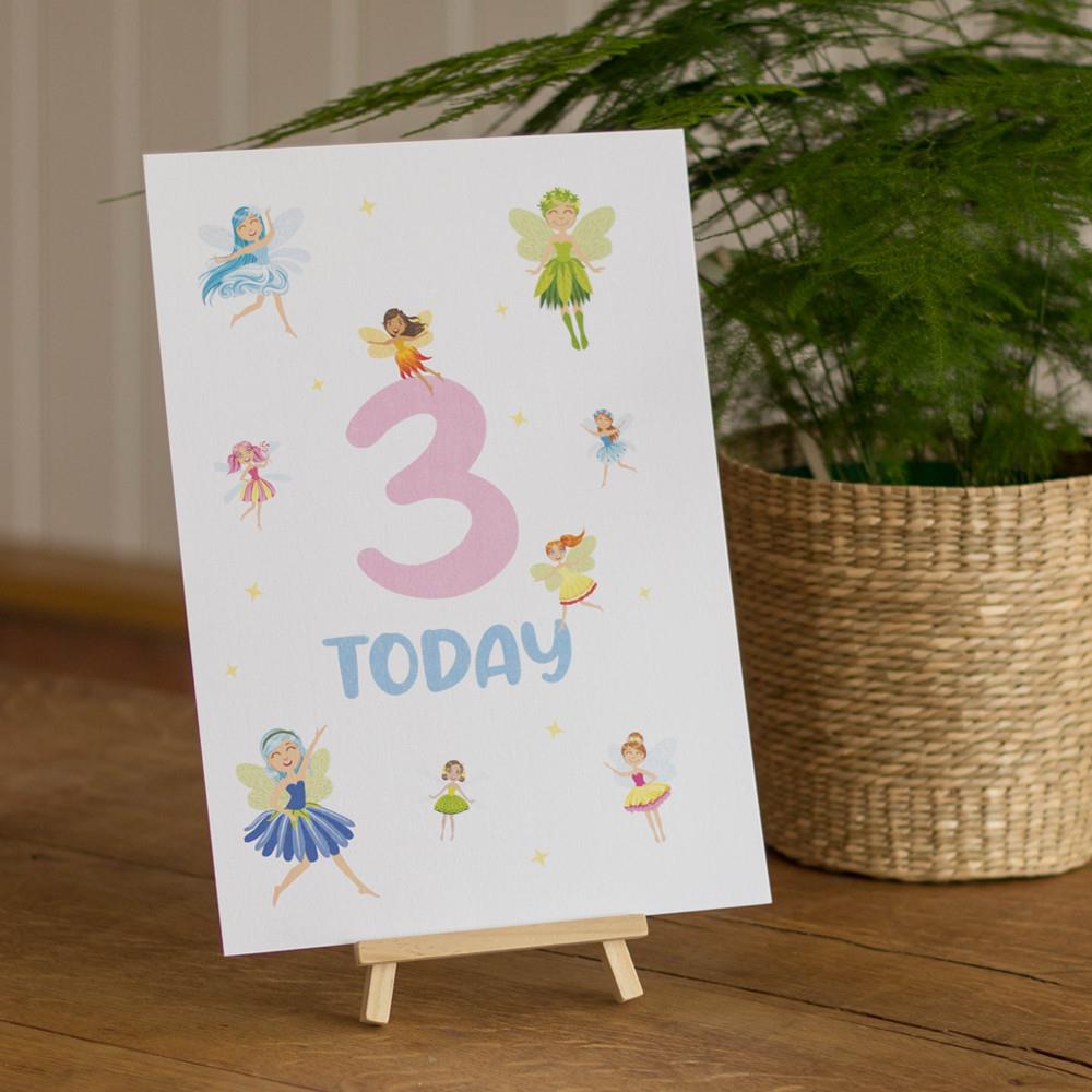 fairy-princess-birthday-age-3-sign-and-easel|LLSTWFAIRY3A4|Luck and Luck| 1