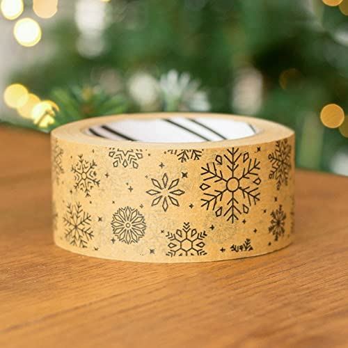 eco-friendly-snowflakes-christmas-wide-kraft-paper-tape-50m|LLTAPEWIDESNOWFLAKES|Luck and Luck| 1
