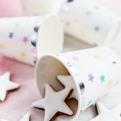 pastel-and-silver-star-paper-cups-set-of-6-unicorn-xmas-party|KP14|Luck and Luck| 1