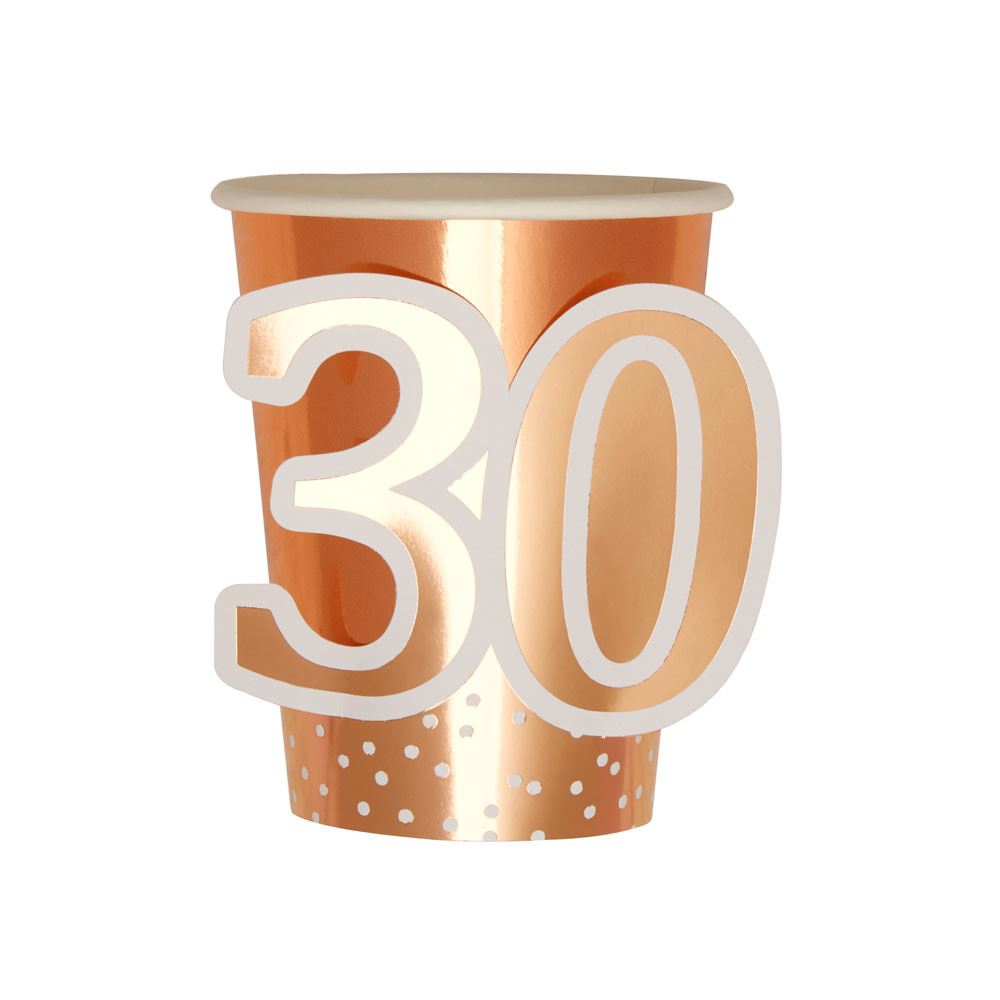 rose-gold-30th-birthday-paper-party-cups-x-8|778050|Luck and Luck|2