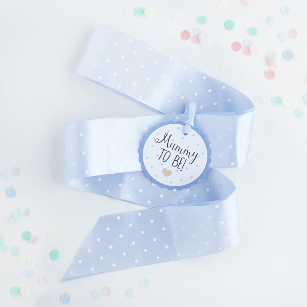 mummy-to-be-ribbon-sash-blue-with-white-dots-baby-shower|J012BL|Luck and Luck| 3