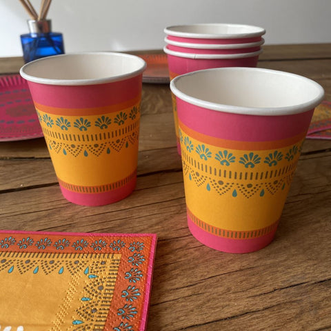 diwali-orange-and-pink-paper-party-cups-8-pack-festival-of-light|SPICE-CUP|Luck and Luck| 1