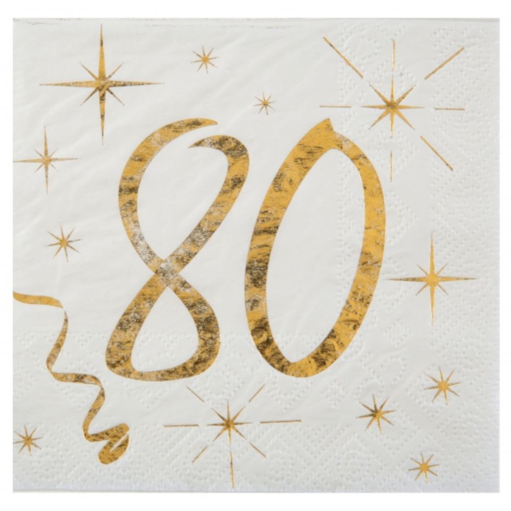 age-80-cocktail-gold-paper-napkins-x-20|615900000080|Luck and Luck| 1