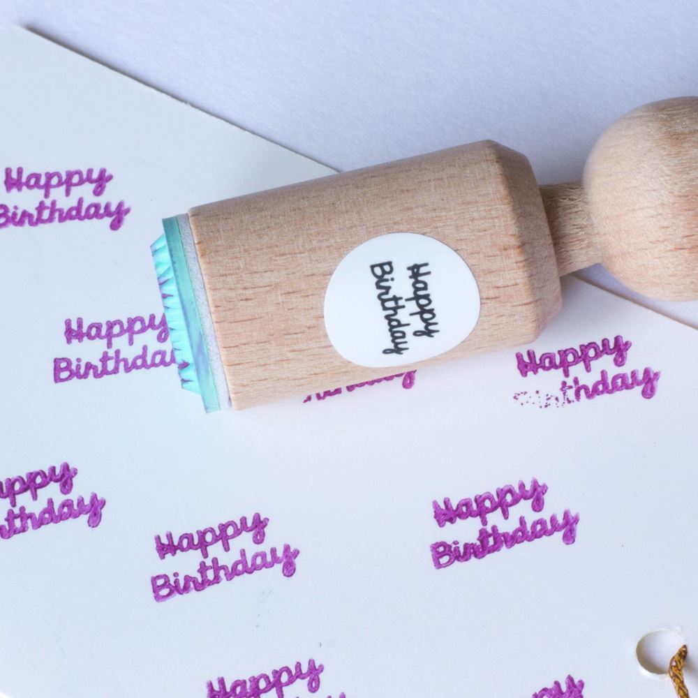 mini-rubber-craft-stamp-happy-birthday|MINI185|Luck and Luck| 1