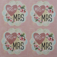 mrs-and-mrs-wedding-stickers-floral-square-stickers-sheet-of-35-stickers|LLWED018|Luck and Luck|2