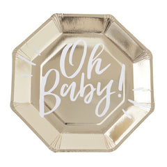 gold-foiled-oh-baby-baby-shower-party-paper-plates-x-8|OB-101|Luck and Luck|2