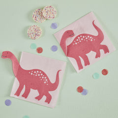 pink-dinosaur-paper-party-napkins-x-16|DINO-103|Luck and Luck| 1