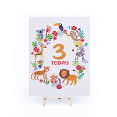 rainforest-age-3-birthday-sign-and-easel|LLSTWRAINFOREST3A4|Luck and Luck| 3