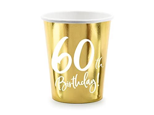60th-birthday-gold-paper-party-cups-decorations-x-6|KPP7360019M|Luck and Luck| 1