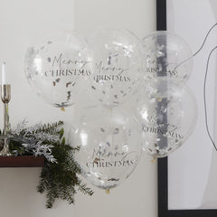 balloons-silver-merry-christmas-confetti-balloons-x-5|TIS-614|Luck and Luck| 1