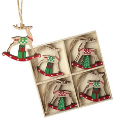 wooden-christmas-rocking-reindeers-hanging-tree-decorations-x-8|PEA278|Luck and Luck|2