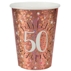 sparkling-rose-gold-paper-cup-age-50-x-10|734900000050|Luck and Luck| 1