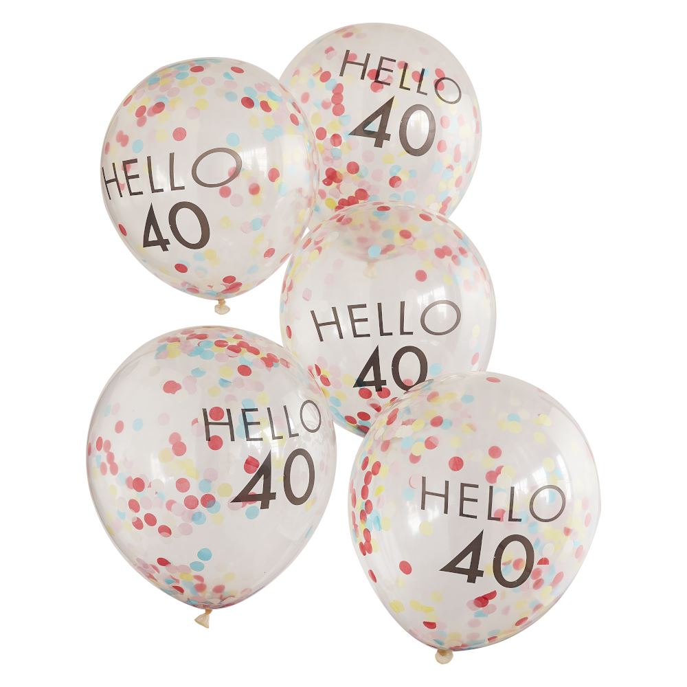 hello-40-rainbow-confetti-40th-birthday-balloons|MIX-643|Luck and Luck|2