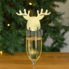 gold-christmas-reindeer-drink-toppers-x-10-festive-party|LLWWGRDDT|Luck and Luck| 1