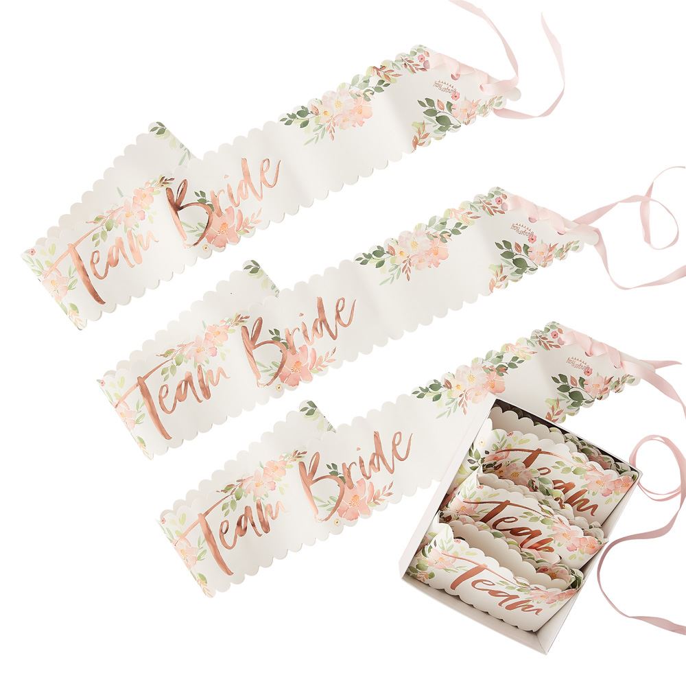 team-bride-floral-sashes-x-6-hen-party|FH208|Luck and Luck|2