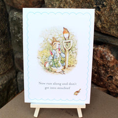 peter-rabbit-now-run-along-sign-and-easel-party-christening-table-decoration|LLSTWPRRUN|Luck and Luck|2