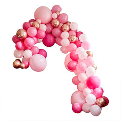 pink-gold-white-balloon-backdrop-arch-200-balloons|BA-320|Luck and Luck|2