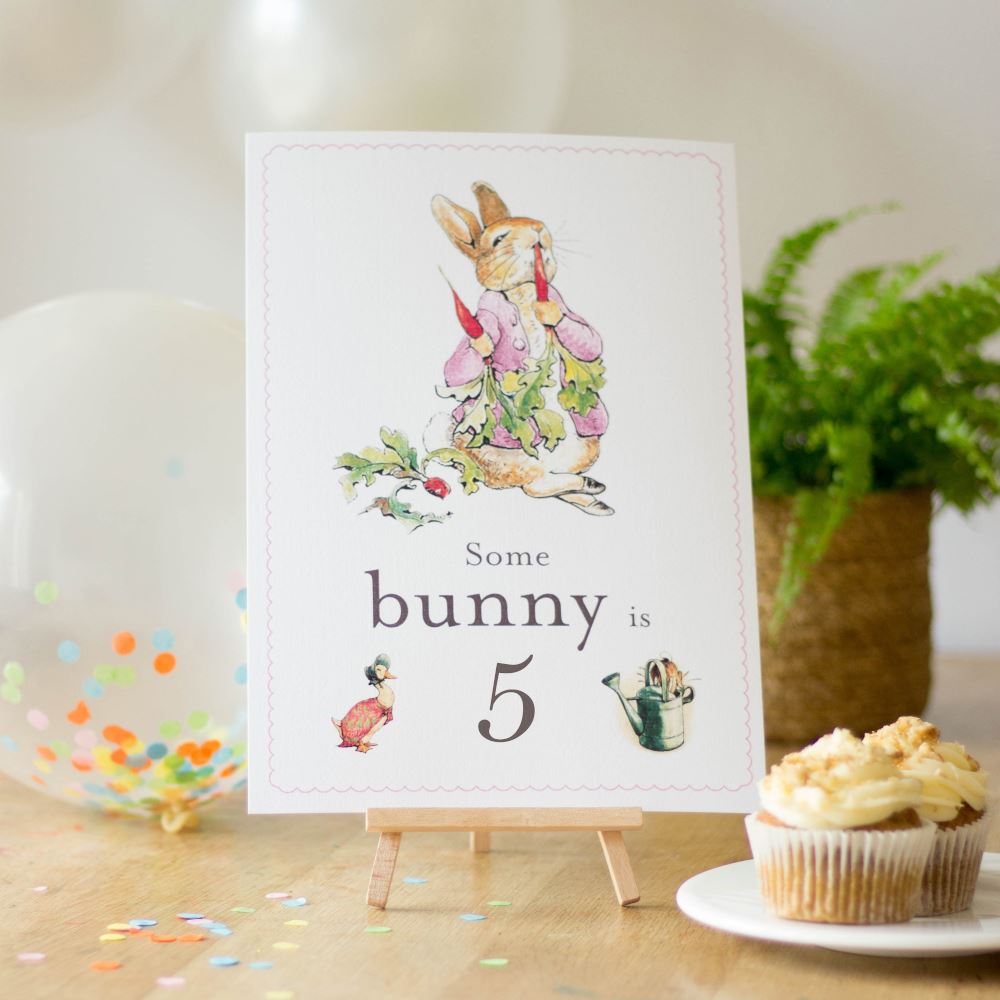 flopsy-rabbit-some-bunny-is-5-card-easel-peter-rabbit-fifth-birthday|STWFLOPSY5A4|Luck and Luck| 1