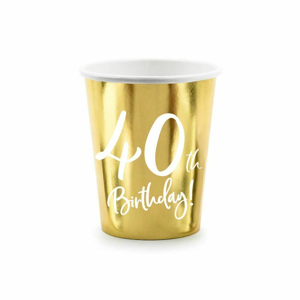 40th-birthday-gold-paper-party-cups-decorations-x-6|KPP7340019M|Luck and Luck|2