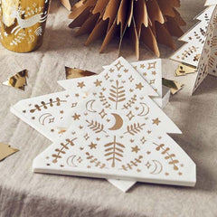 christmas-tree-paper-napkins-with-gold-foil-x-16|HBFF103|Luck and Luck|2