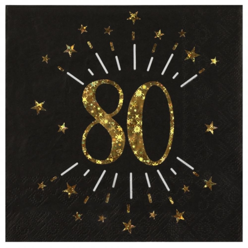 age-80th-birthday-black-gold-paper-party-napkins-x-10|679000000080|Luck and Luck| 1