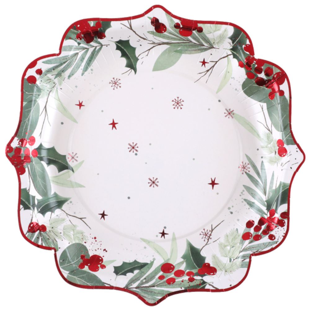 red-berry-botanical-christmas-paper-party-plates-x-10|819300000007|Luck and Luck|2