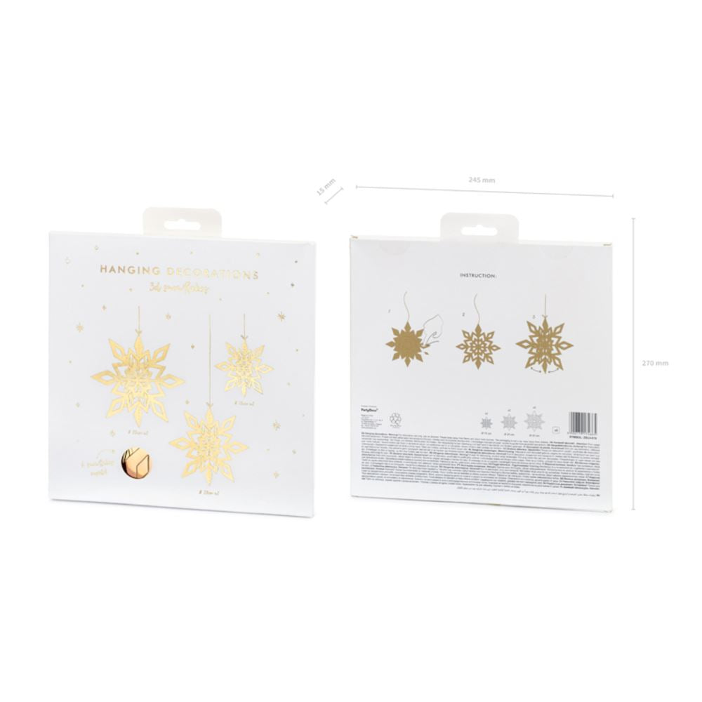 gold-christmas-hanging-3d-snowflakes-set-of-6|ZSC4019|Luck and Luck| 3