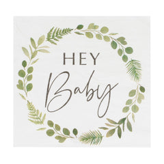 hey-baby-shower-botanical-paper-party-napkins-x-16|BAB124|Luck and Luck|2