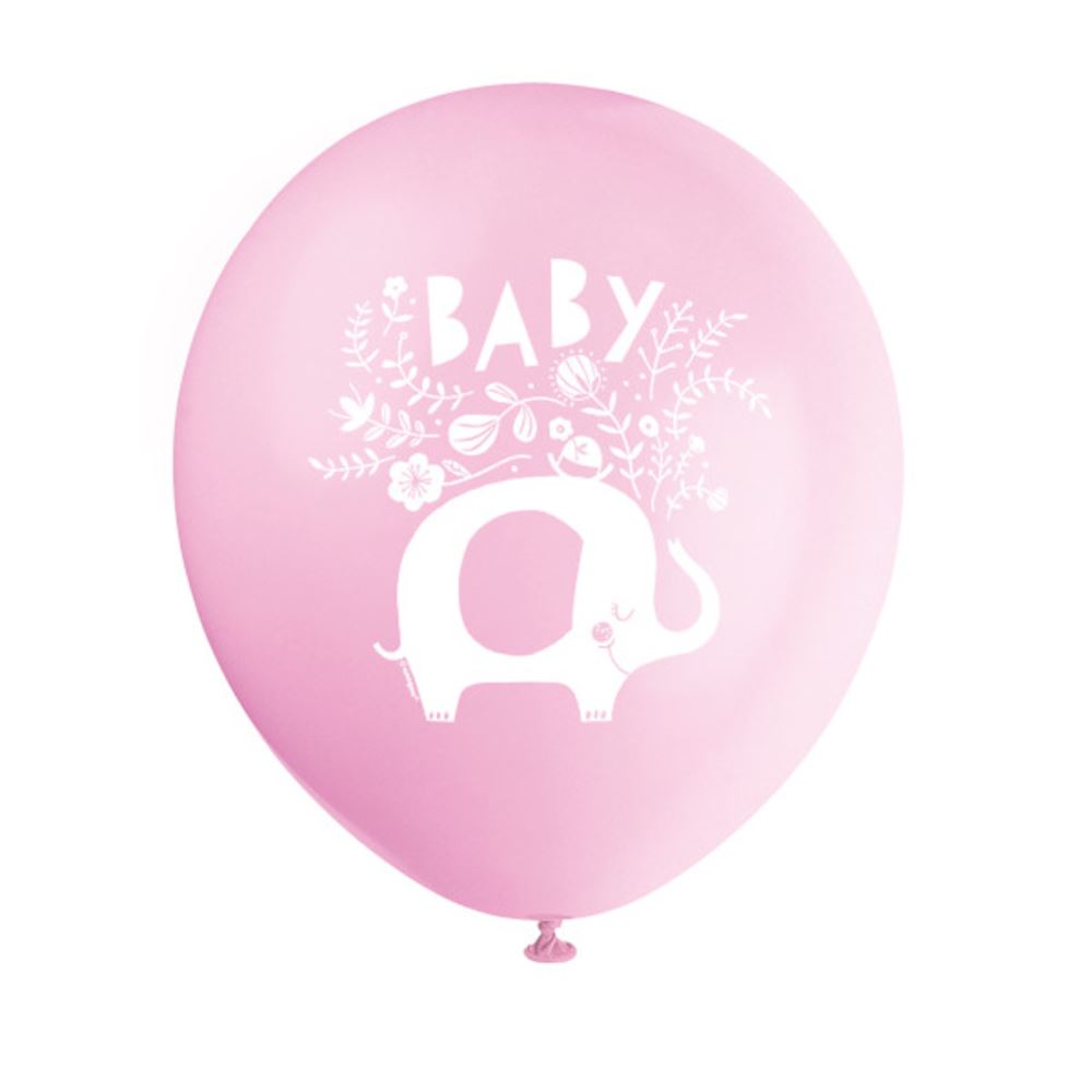 pink-floral-elephant-baby-shower-12-latex-balloons-x-8|78385|Luck and Luck|2
