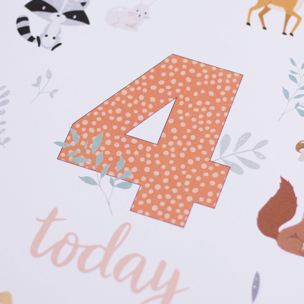 forest-animals-birthday-age-4-sign-and-easel|LLSTWFOREST4A4|Luck and Luck|2