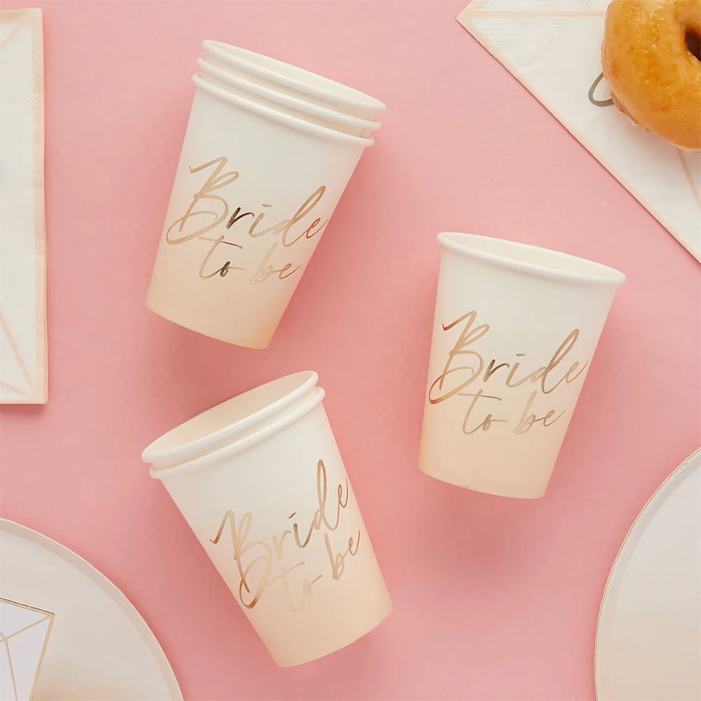 bride-to-be-hen-party-paper-cups-x-8-bachelorette|HBBT107|Luck and Luck| 1