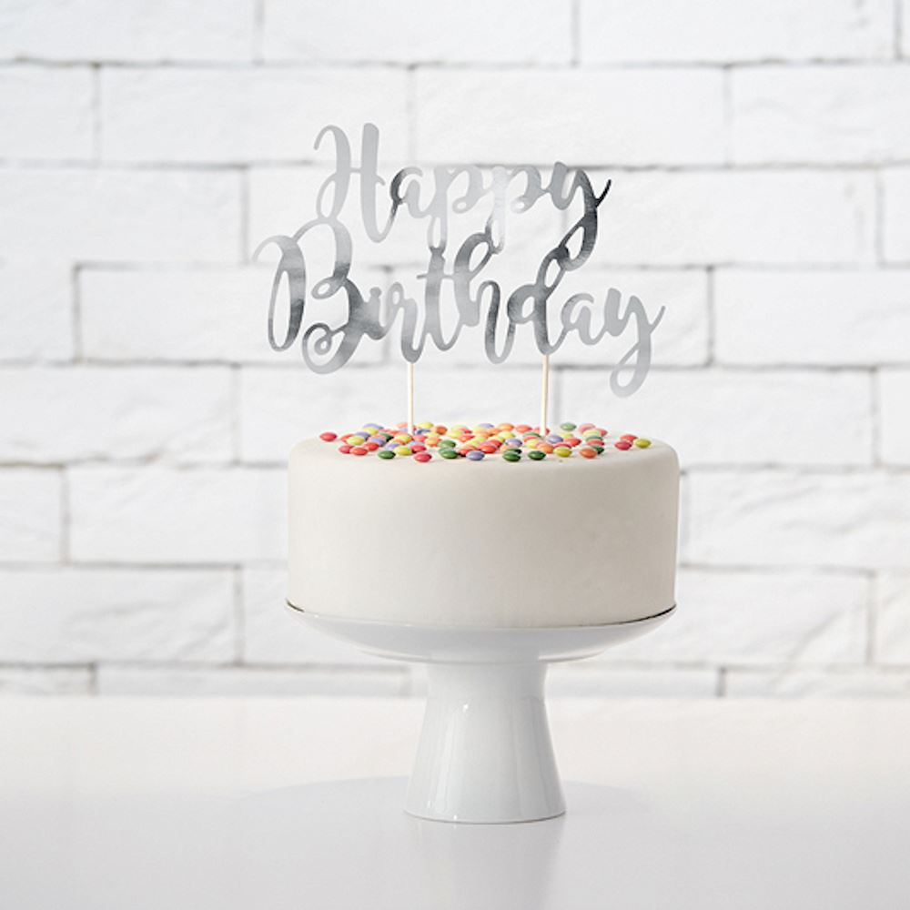 silver-happy-birthday-cake-topper|KPT11018M|Luck and Luck| 1