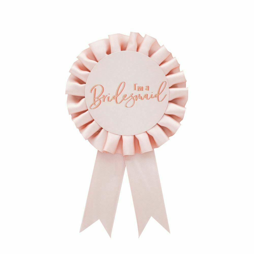 pink-and-rose-gold-bridesmaid-rosette-badge-hen-party|HBSY117|Luck and Luck|2