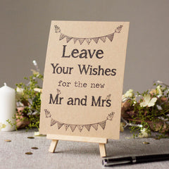 wedding-guest-book-sign-kraft-brown-leave-your-wishes-sign-and-easel-rustic|LLSTKMAMLYW|Luck and Luck| 1