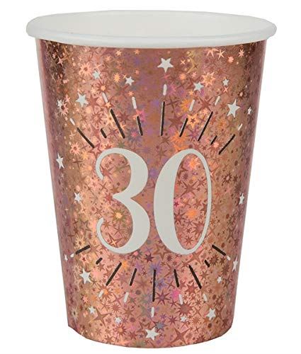 sparkling-rose-gold-paper-cup-age-30-x-10|734900000030|Luck and Luck| 1
