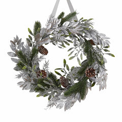 christmas-door-wreath-mistletoe-and-silver-foliage|TIS-611|Luck and Luck|2