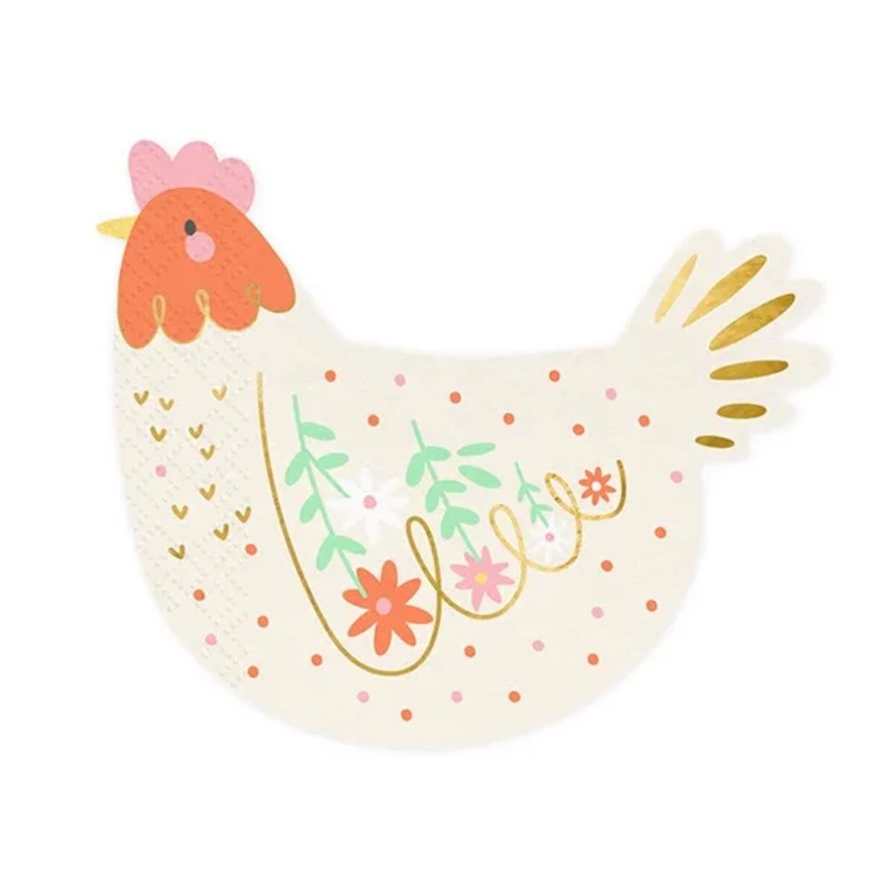 chicken-hen-paper-napkins-easter-party-x-20|SPK25|Luck and Luck|2