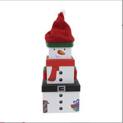 small-snowman-with-red-hat-stackable-christmas-boxes-3-pack|X-29493-BXC|Luck and Luck| 3