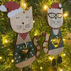 christmas-wooden-mixed-set-2-hanging-cats-with-bells|TLA446|Luck and Luck|2