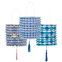 souk-blue-moroccan-style-hanging-paper-lanterns-3-pack|SOUK-PAPERLANTERN|Luck and Luck| 3