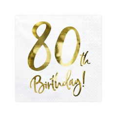 80th-birthday-paper-party-napkins-gold-and-white-x-20|SP337780008|Luck and Luck|2