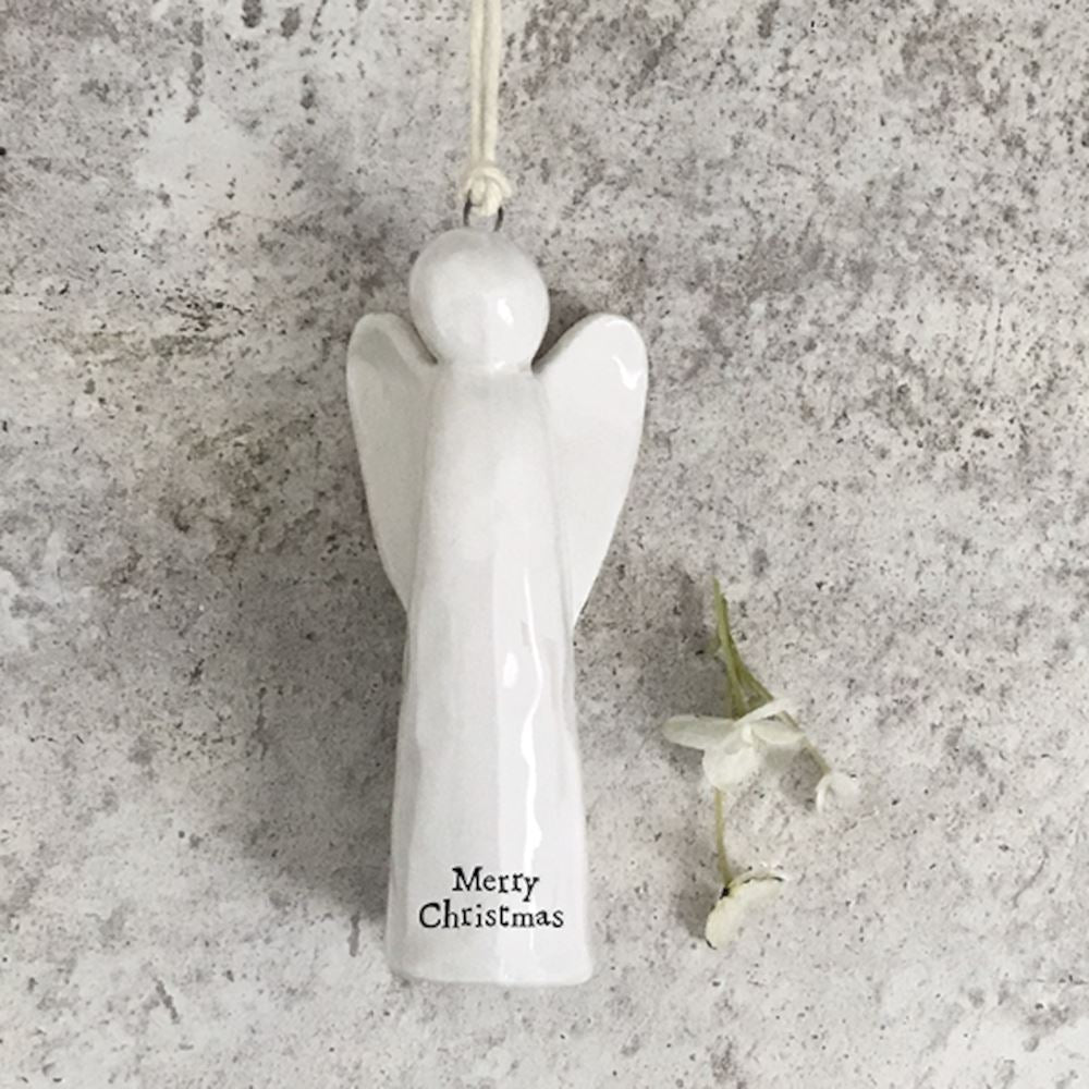 east-of-india-hanging-porcelain-angel-merry-christmas-words-gift|6515B|Luck and Luck| 1