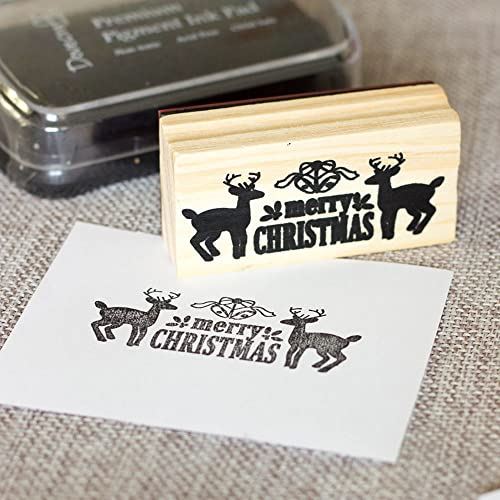 merry-christmas-design-with-deers-wooden-stamp-and-black-ink-pad|LL7A318Stamp|Luck and Luck| 1